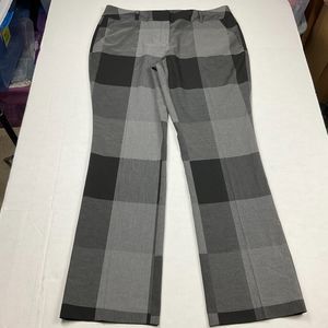 New York & Company 7th Avenue Dress Pants Gray Plaid Work Zip Trousers Size 14